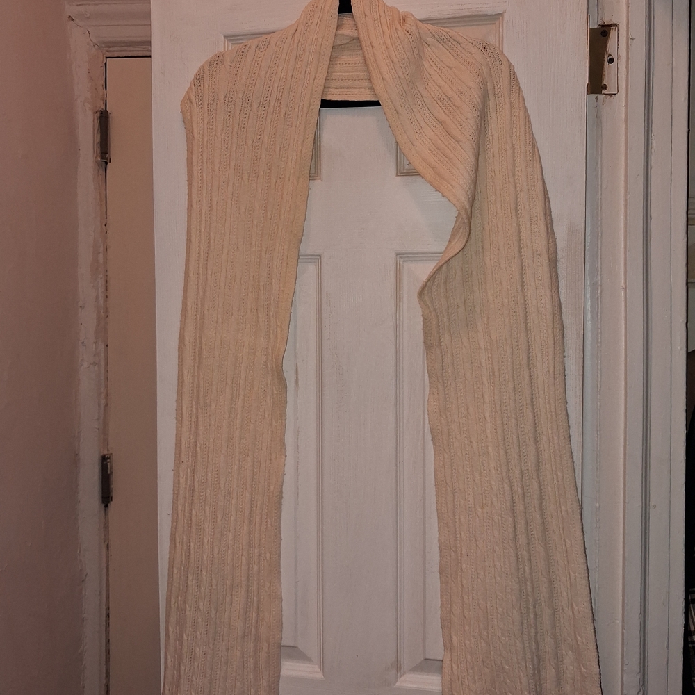 Cream Ribbed Knit Scarf - Picture 2 of 5